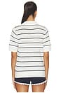 view 3 of 5 Wren Knit Polo Top in White & Blue Night