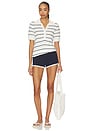 view 4 of 5 Wren Knit Polo Top in White & Blue Night