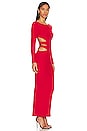 view 2 of 3 Boat Neck Long Sleeve Dress with Side Cut Outs in Red