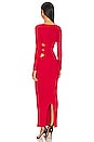 view 3 of 3 Boat Neck Long Sleeve Dress with Side Cut Outs in Red