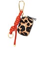 view 1 of 5 LEOPARD ZIP POUCH BAG CHARM in Dark Acorn