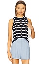 view 1 of 4 Cropped Jerrel Knit Tank in Navy, Off White, & Bluebell