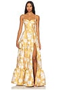 view 1 of 3 Lucetta Gown in Gold Baroque Floral