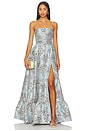 view 1 of 4 Regina Gown in Light Blue Lilibet Brocade