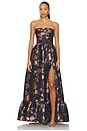 view 1 of 4 Regina Gown in Navy Tudor Rose Brocade