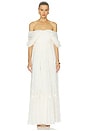 view 1 of 4 VESTIDO LARGO LEON in Eggshell Fuzzy Lace