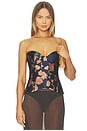 view 1 of 5 Carolena Top in Navy Tudor Rose Brocade