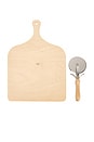 view 2 of 6 Pizza Set With Peel & Slicer in Brown & Cream
