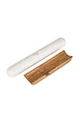 view 2 of 6 SUPORTE E ROLO DE MASSA DE MÁRMORE MARBLE ROLLING PIN & STAND in White & Brown