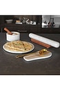 view 3 of 6 SUPORTE E ROLO DE MASSA DE MÁRMORE MARBLE ROLLING PIN & STAND in White & Brown