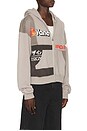 view 2 of 6 Paneled Zip Up Hoodie in Grey