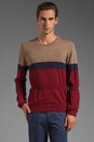 view 1 of 5 Wool Crew Neck Textured Knit in Tan Blue Maroon
