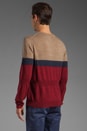 view 3 of 5 Wool Crew Neck Textured Knit in Tan Blue Maroon
