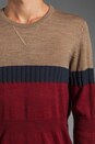 view 5 of 5 Wool Crew Neck Textured Knit in Tan Blue Maroon