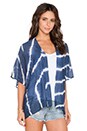 view 2 of 3 Fatima Tie Dye Silk Cotton Voile Kimono in Blue