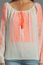 view 3 of 4 Adele Embroidered Crinkle Gauze Blouse in Milk/Coral in Milk & Coral