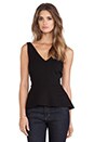 view 1 of 3 Belsey Solid Ponti Peplum Tank in Black