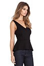 view 2 of 3 Belsey Solid Ponti Peplum Tank in Black