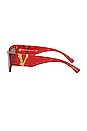 view 3 of 4 Cat Eye Acetate in Transparent Red & Dark Brown