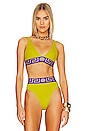 view 1 of 4 Bikini Top in Pale Avocado & Purple