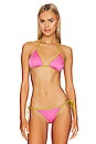 view 2 of 5 Reversible Bikini Top in Pale Avocado & Pink Lemonade