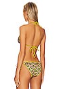 view 4 of 5 Reversible Bikini Top in Pale Avocado & Pink Lemonade