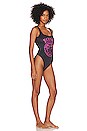 view 2 of 3 Gothic Print One Piece in Black & Tropical Pink