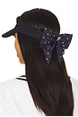 view 1 of 4 Visor With Polka Dot Print Bow in Blue Graphite