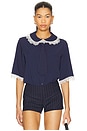 view 1 of 5 Tie Boxy Shirt in Blue Basic Stripes