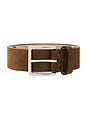view 3 of 3 35mm Flat Suede Belt in Chocolate Palladium