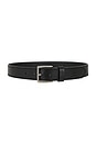view 1 of 3 35mm Flat Belt With Stitched Edge Belt in Black & Dull Nickel