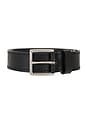 view 3 of 3 35mm Flat Belt With Stitched Edge Belt in Black & Dull Nickel