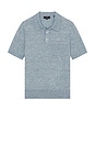 view 1 of 3 Linen Cashmere Short Sleeve Pocket Polo in Heather Cabo Blue