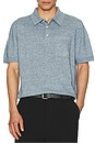 view 3 of 3 Linen Cashmere Short Sleeve Pocket Polo in Heather Cabo Blue
