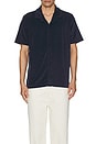 view 3 of 3 Towel Terry Cabana Short Sleeve Button Down Shirt in Night Navy