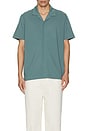view 3 of 3 Pique Cabana Short Sleeve Button Down Shirt in Mirage Teal