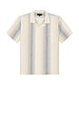 view 1 of 4 Marina Stripe Short Sleeve Cabana Shirt in Blanco & Riveria Blue