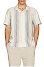 view 3 of 4 Marina Stripe Short Sleeve Cabana Shirt in Blanco & Riveria Blue