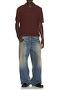 view 3 of 4 Seed Stitch Rib Short Sleeve Polo Shirt in Deep Satin