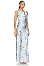 view 2 of 3 Petal Blur Twist Shoulder Cowl Neck Dress in Soft Grey