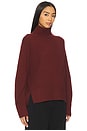 view 2 of 4 Turtle Neck Side Slit Sweater in Bordeaux