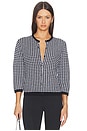view 1 of 5 Gingham 3/4 Sleeve Cardi in Black & Off White