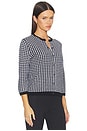 view 2 of 5 Gingham 3/4 Sleeve Cardi in Black & Off White