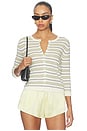 view 1 of 5 Striped 3/4 Sleeve Cardi in Dandelion Combo
