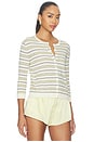 view 2 of 5 Striped 3/4 Sleeve Cardi in Dandelion Combo