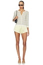 view 4 of 5 Striped 3/4 Sleeve Cardi in Dandelion Combo