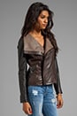 view 3 of 5 Leather Colorblock Jacket - Espresso/Black/Oak in Espresso & Black & Oak