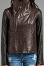 view 5 of 5 Leather Colorblock Jacket - Espresso/Black/Oak in Espresso & Black & Oak