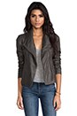 view 1 of 5 Paper Leather Jacket in Charcoal