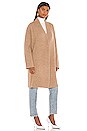 view 2 of 3 Collarless Cardigan Coat in Heather Camel